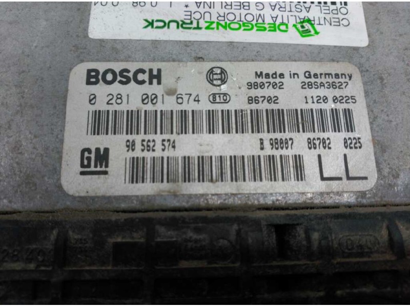 Recambio de centralita motor uce para opel astra g berlina referencia OEM IAM 96562574 0281001674 28SA3227