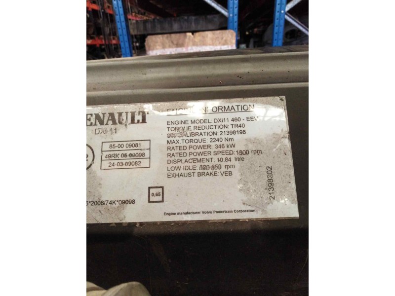 Recambio de motor completo para renault premium route 2006 fas 4x2 larga distancia referencia OEM IAM DXI11460EEV  