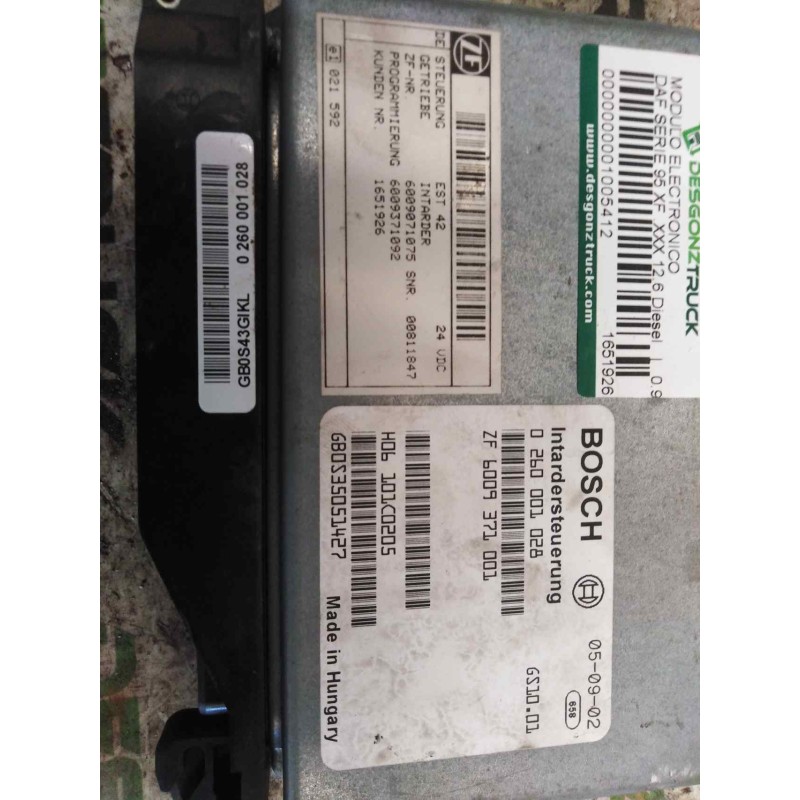 Recambio de modulo electronico para daf serie 95 xf .xxx 12.6 diesel referencia OEM IAM 1651926 0260001028 60009371001