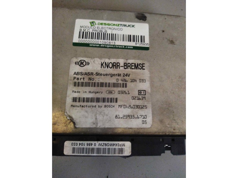 Recambio de modulo electronico para b.m.c. probus referencia OEM IAM 81259356710 0486104033 CENTRALITA ABS