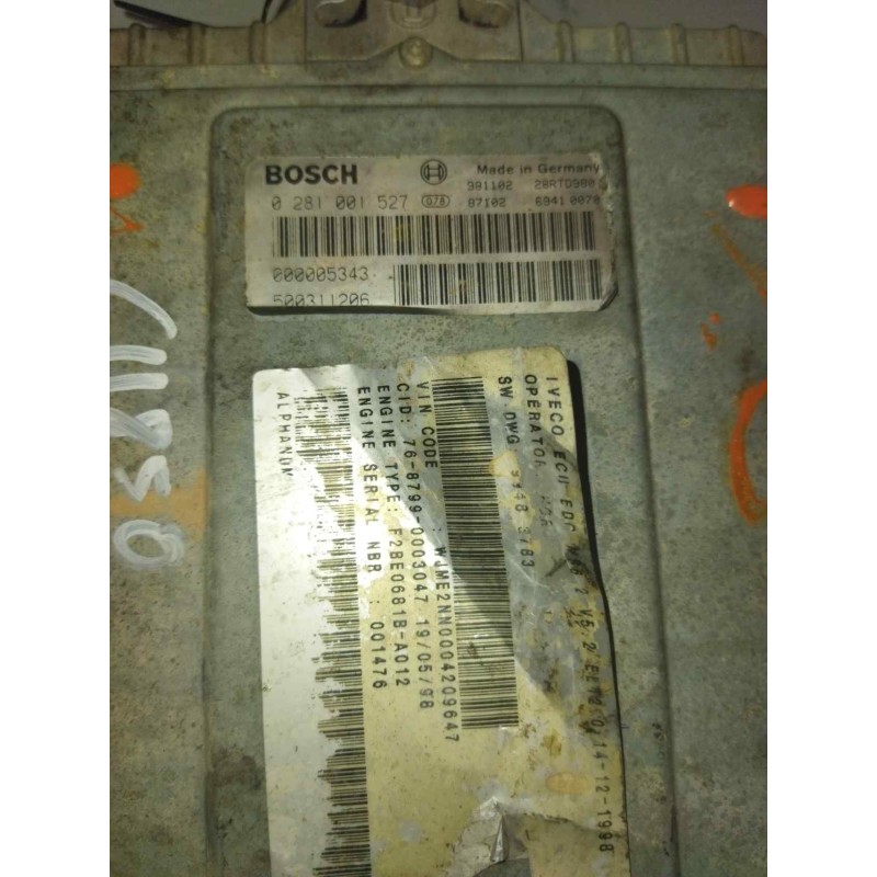 Recambio de modulo electronico para iveco eurotech cursor (mh) 7.8 diesel referencia OEM IAM 0281001527 500311206 CENTRALITA MOT