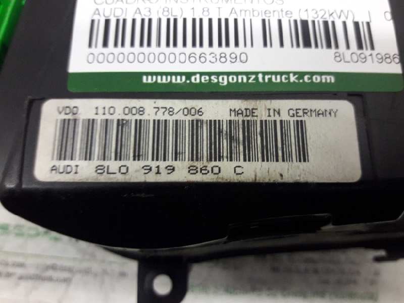 Recambio de cuadro instrumentos para audi a3 (8l) 1.8 t ambiente (132kw) referencia OEM IAM 8L0919860C  