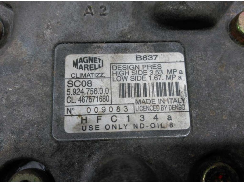 Recambio de compresor aire acondicionado para fiat punto berlina (188) 1.2 16v elx referencia OEM IAM 592475600  